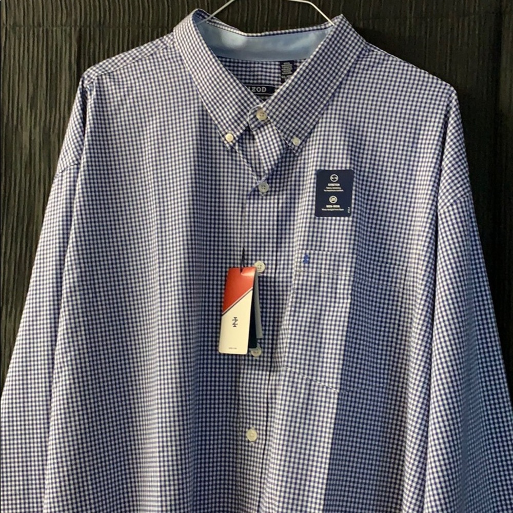 🆕 Men’s 4X IZOD Blue & White Long Sleeve Button